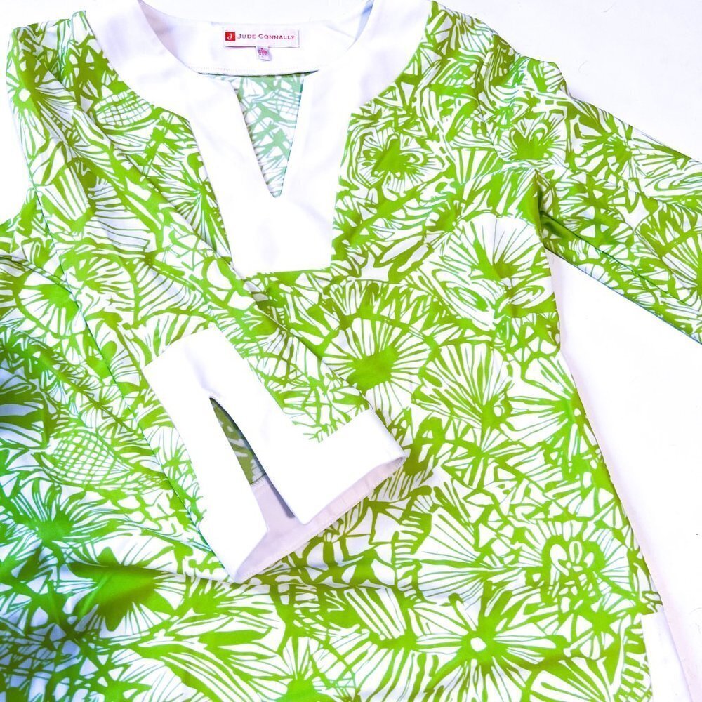 Jude Connally Green Printed Tunic Top Size Small - Picture 5 of 10